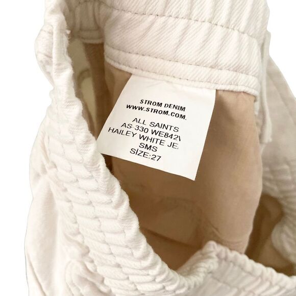 NEW All Saints AllSaints White Hailey High Rise Cropped Wide Leg Jeans Size 27 - Picture 8 of 10